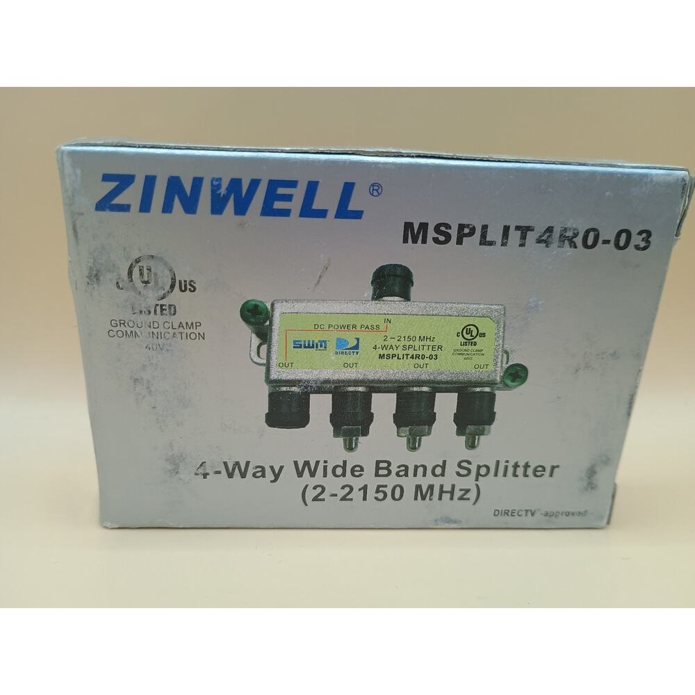 Zinwell 4-Way Wide Band Splitter 2-2150 MHz | Model MSPLIT4R0-03 | DIRECTV SWiM